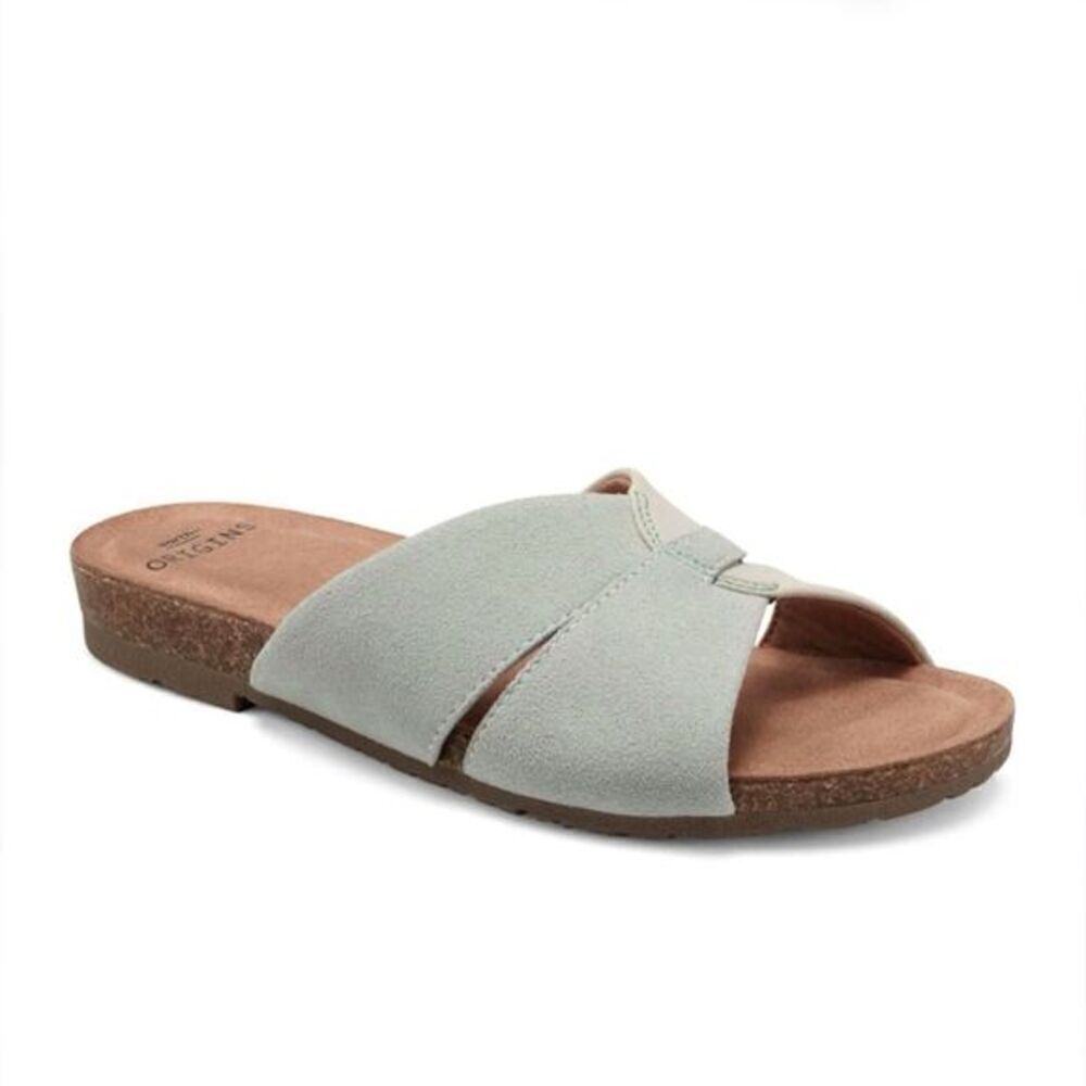 Earth Origins Lexi Seafoam Green Suede Sandals